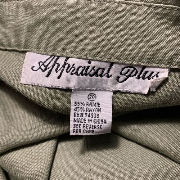 Appraisal Plus Sage Green Button Down Sz 20 - Picture 5 of 7